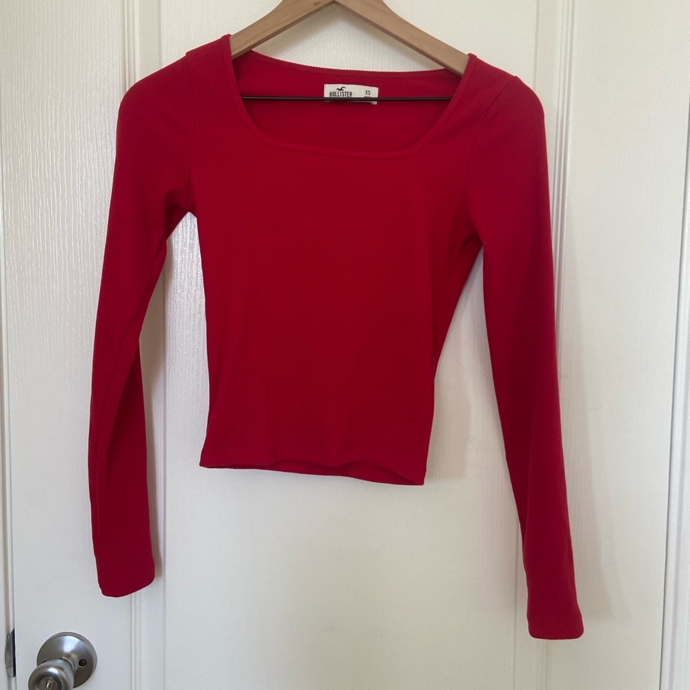 Hollister Red Long Sleeve Blouse